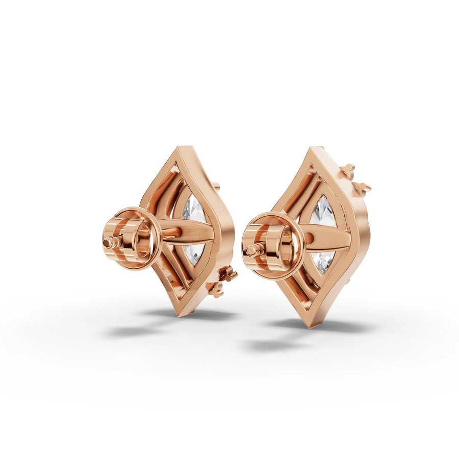 Marquise lab-grown earrings rose gold close-up