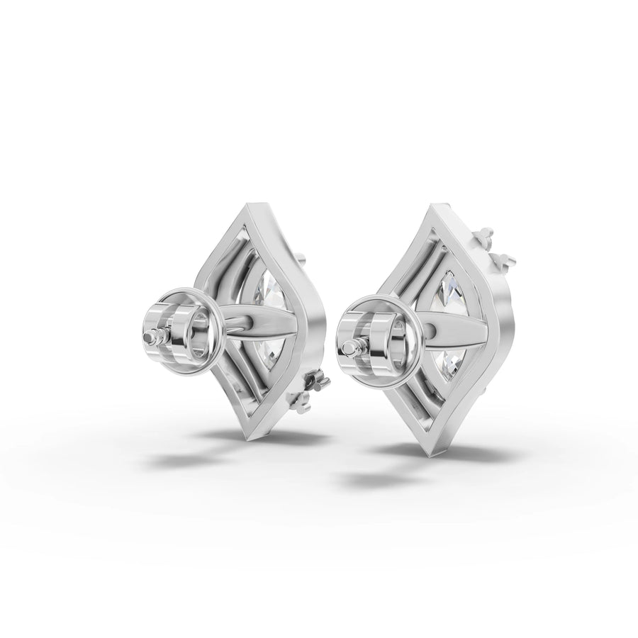 Marquise lab-grown earrings white gold close-up