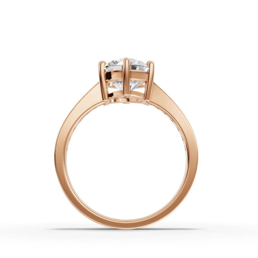 Four-prong center solitaire ring rose gold close-up