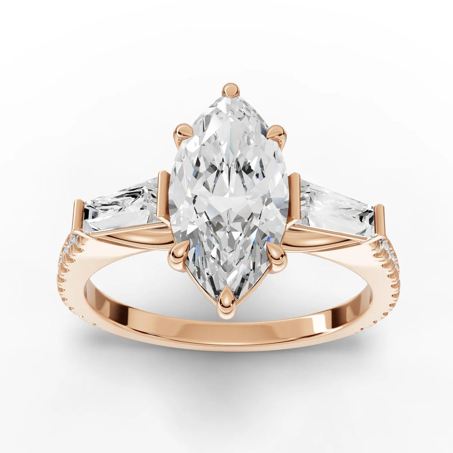 2.22 CT marquise cut lab-grown diamond ring rose gold top view
