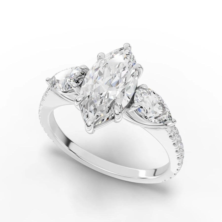 Marquise trinity diamond ring white gold angle