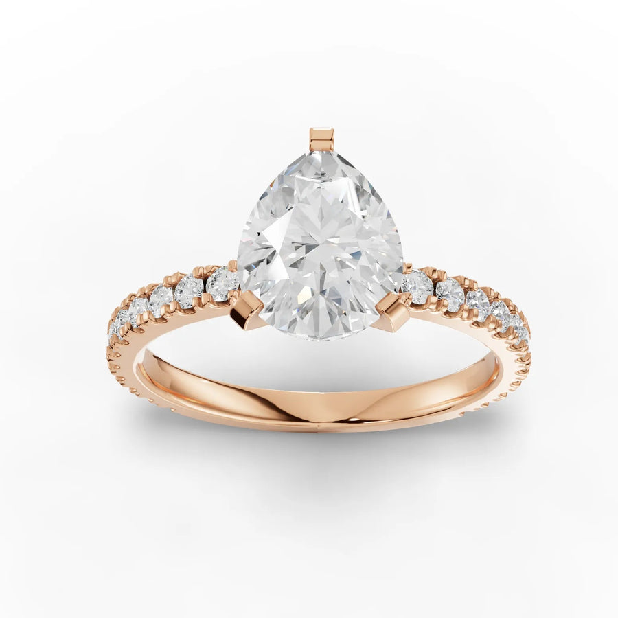 Rose gold pear pavé diamond ring