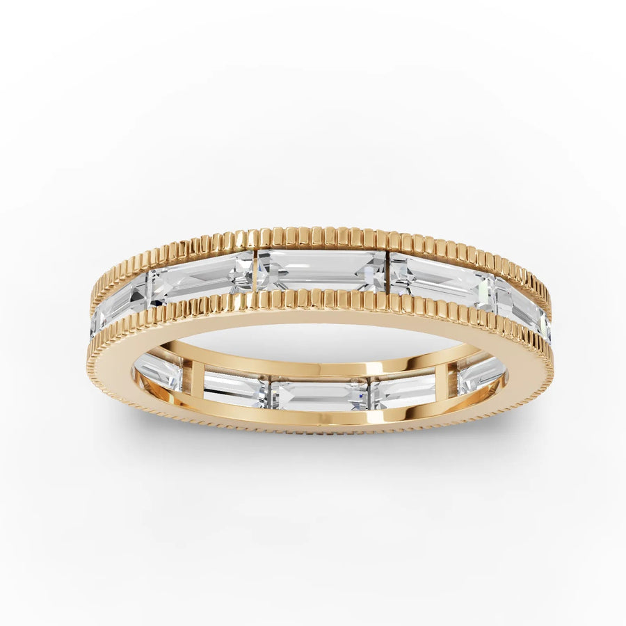 1.80 CT baguette lab-grown diamond eternity ring yellow gold top view