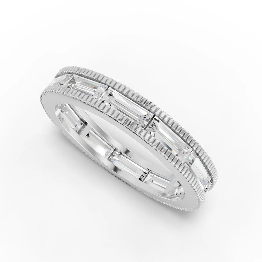 Baguette eternity ring white gold angle