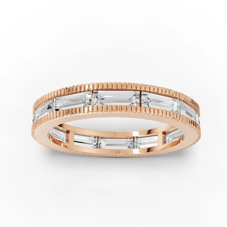 1.80 CT baguette lab-grown diamond eternity ring rose gold top view