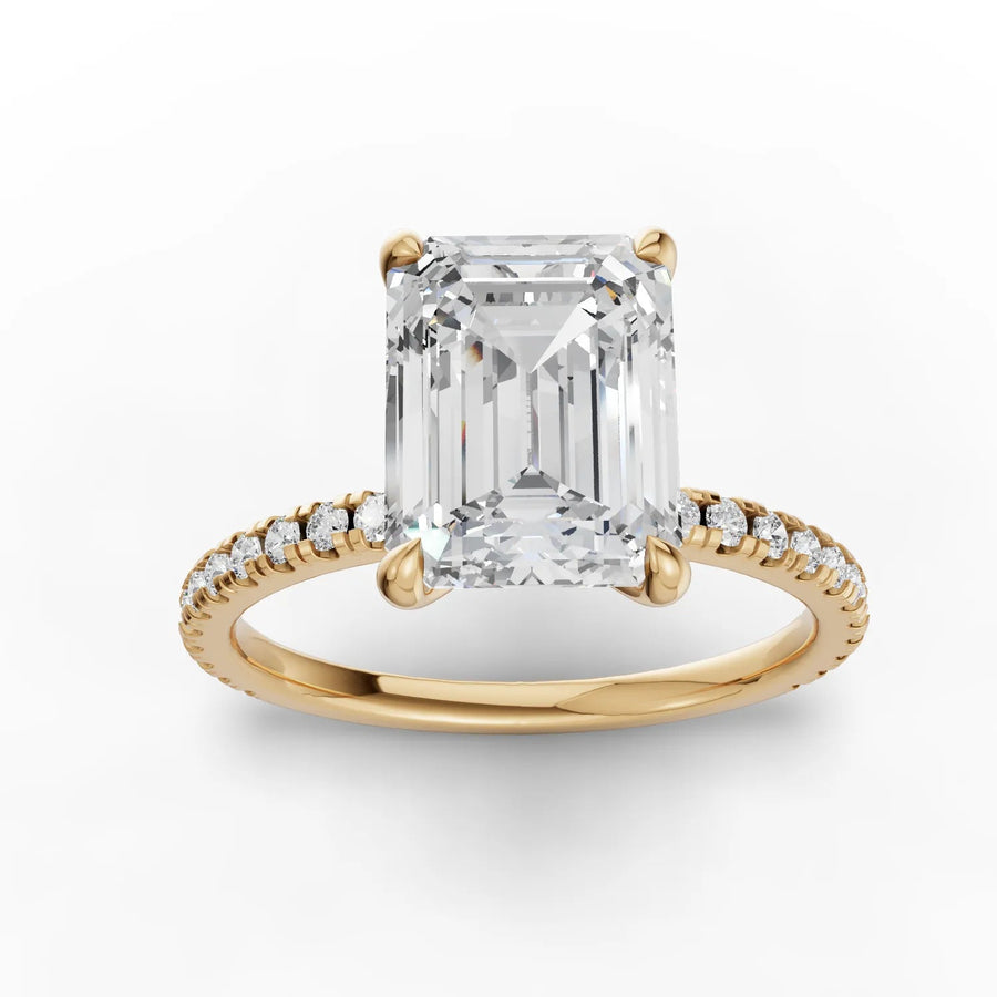 Yellow gold emerald pavé diamond ring