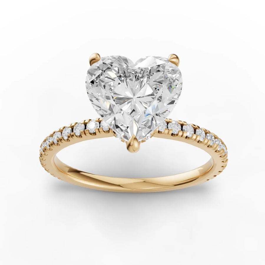 Yellow gold heart pavé diamond ring