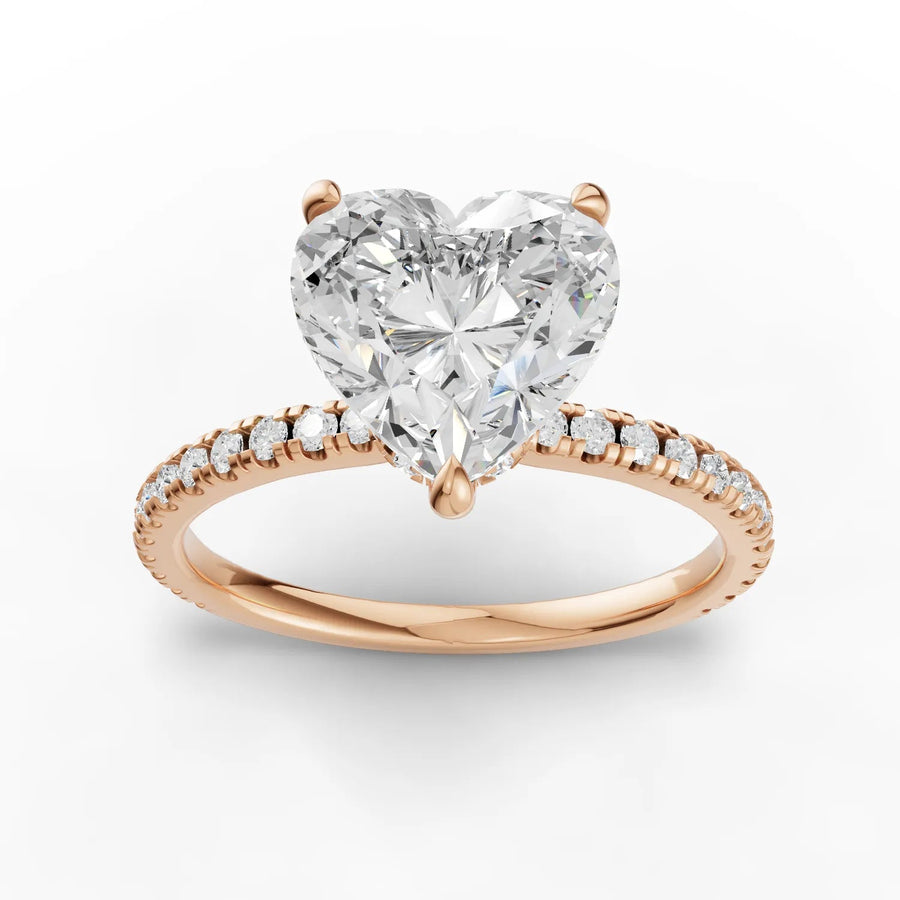 Rose gold heart pavé diamond ring