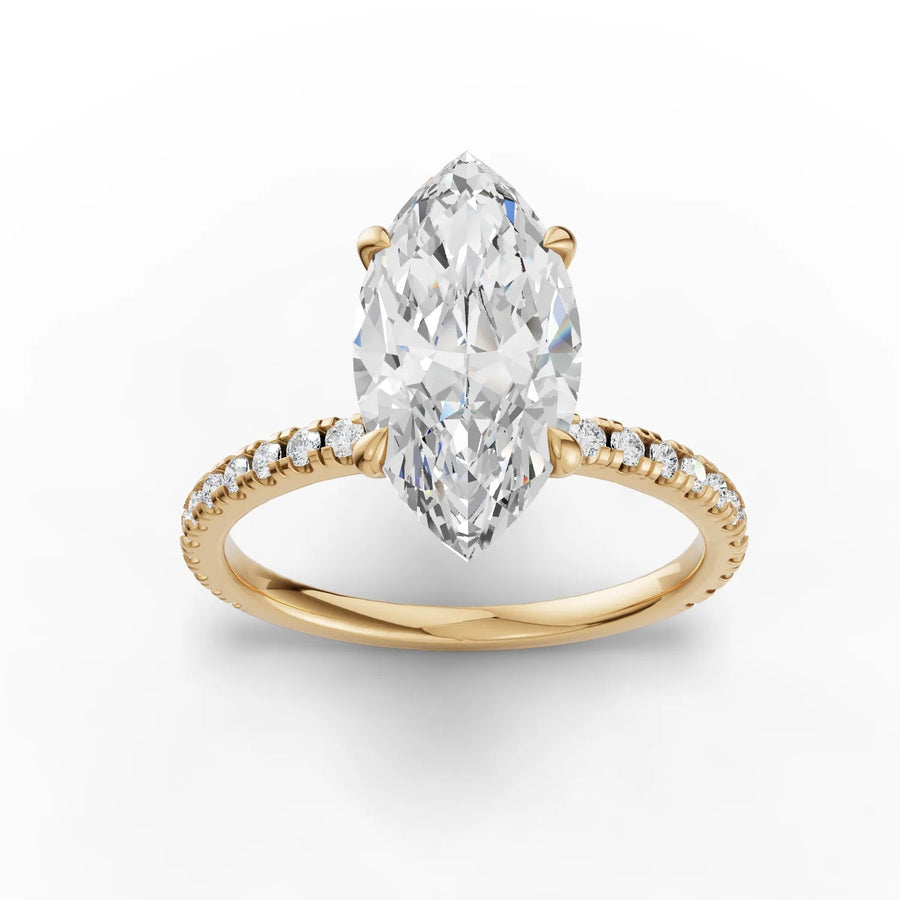 Yellow gold marquise pavé diamond ring