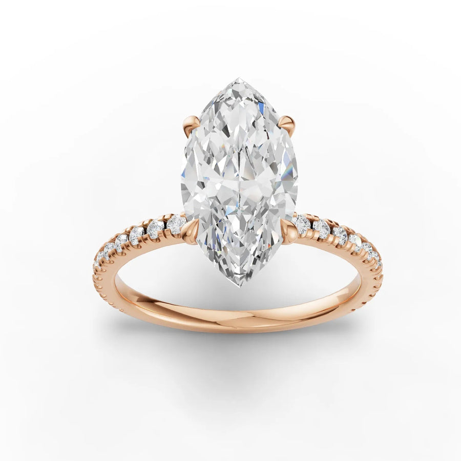 Rose gold marquise pavé diamond ring