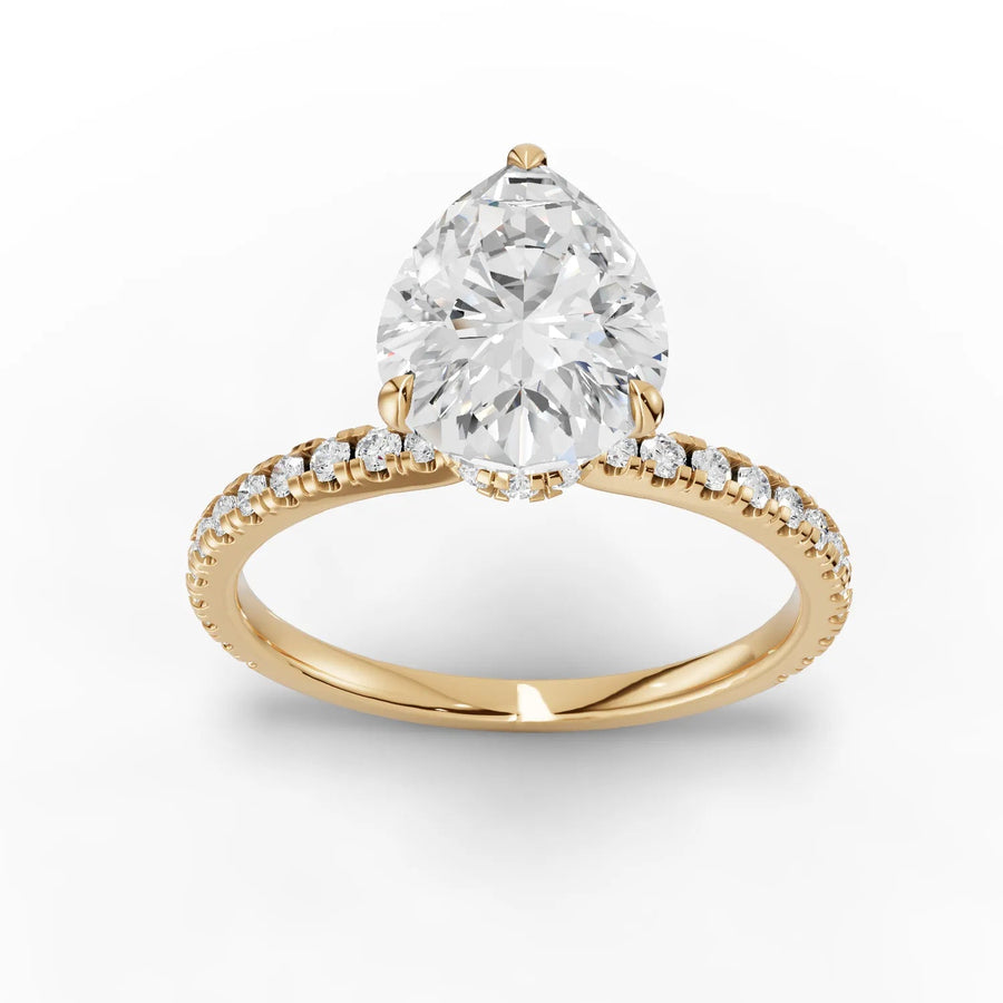 2.29 CT pear lab-grown diamond ring yellow gold top view