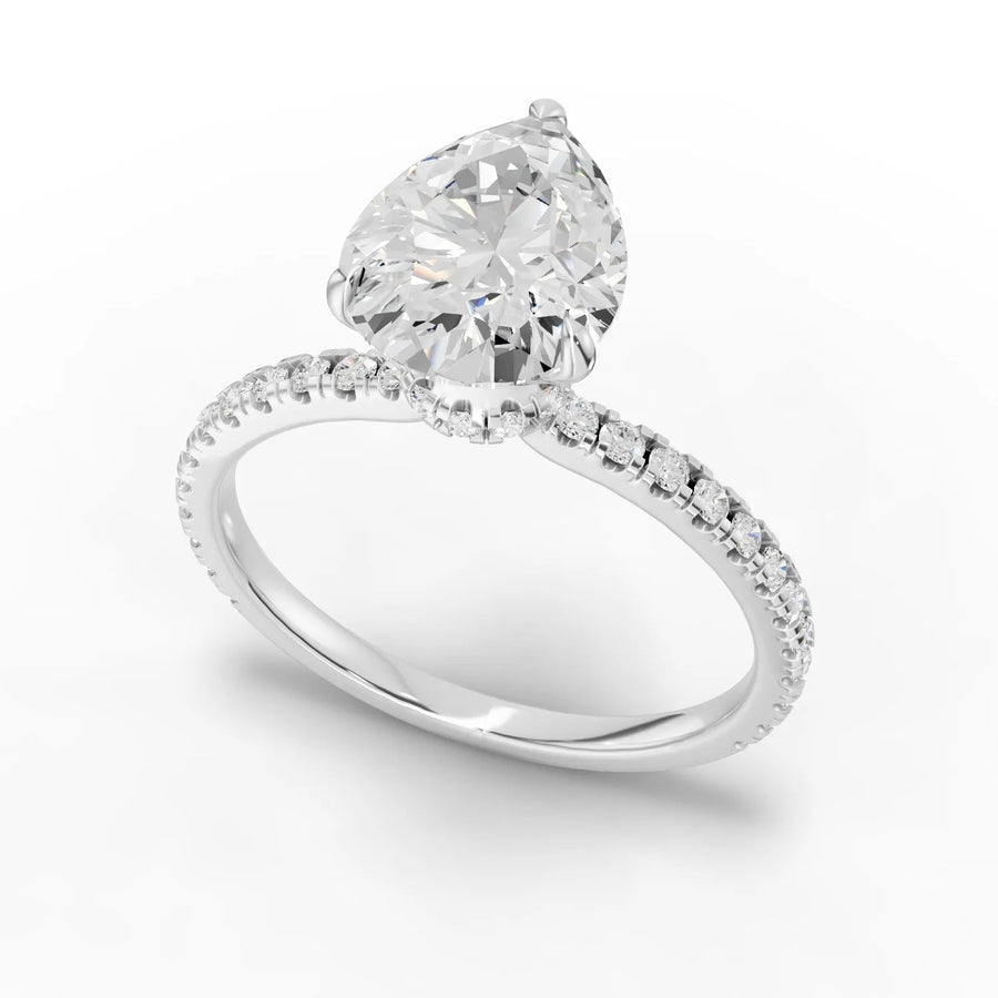 Pear diamond band ring white gold angle