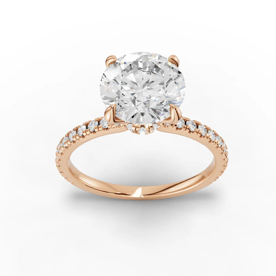 2.29 CT round lab-grown diamond ring rose gold top view