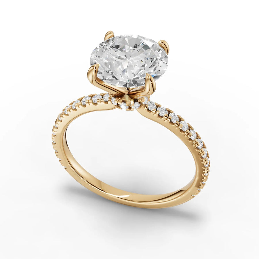 Round diamond band ring yellow gold angle