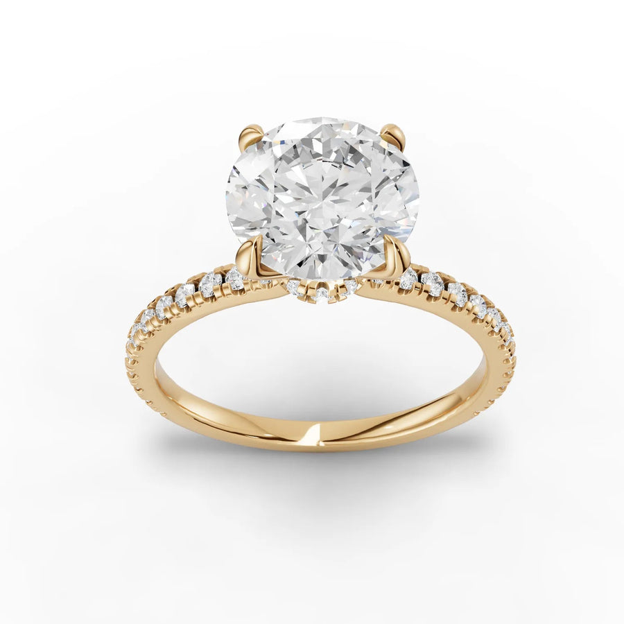 2.29 CT round lab-grown diamond ring yellow gold top view