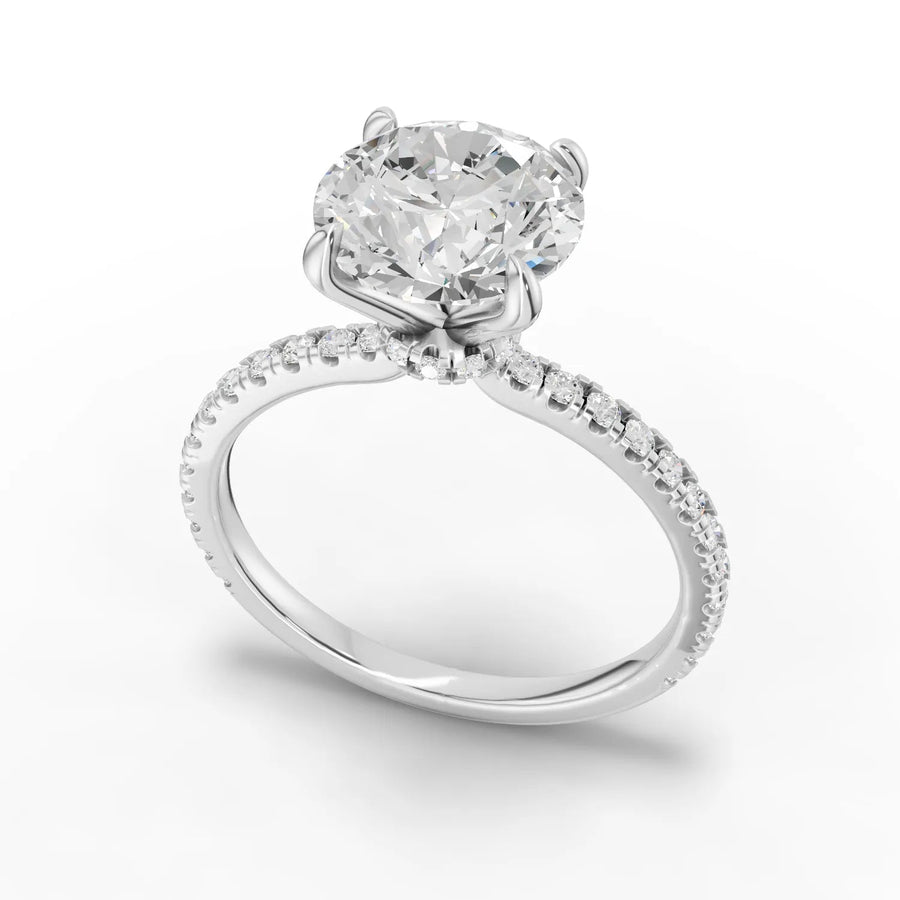 Round diamond band ring white gold angle