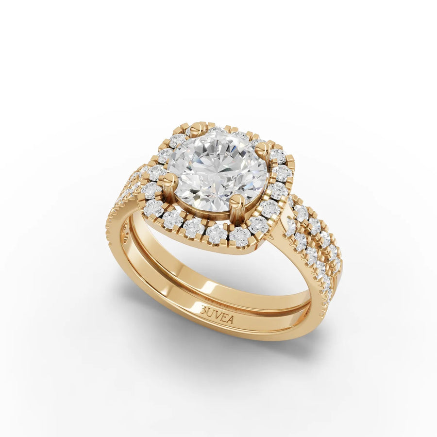 2.31 CT split shank bridal ring yellow gold angle view