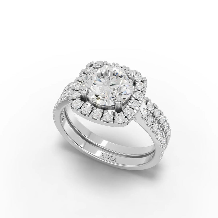 2.31 CT split shank bridal ring white gold angle view