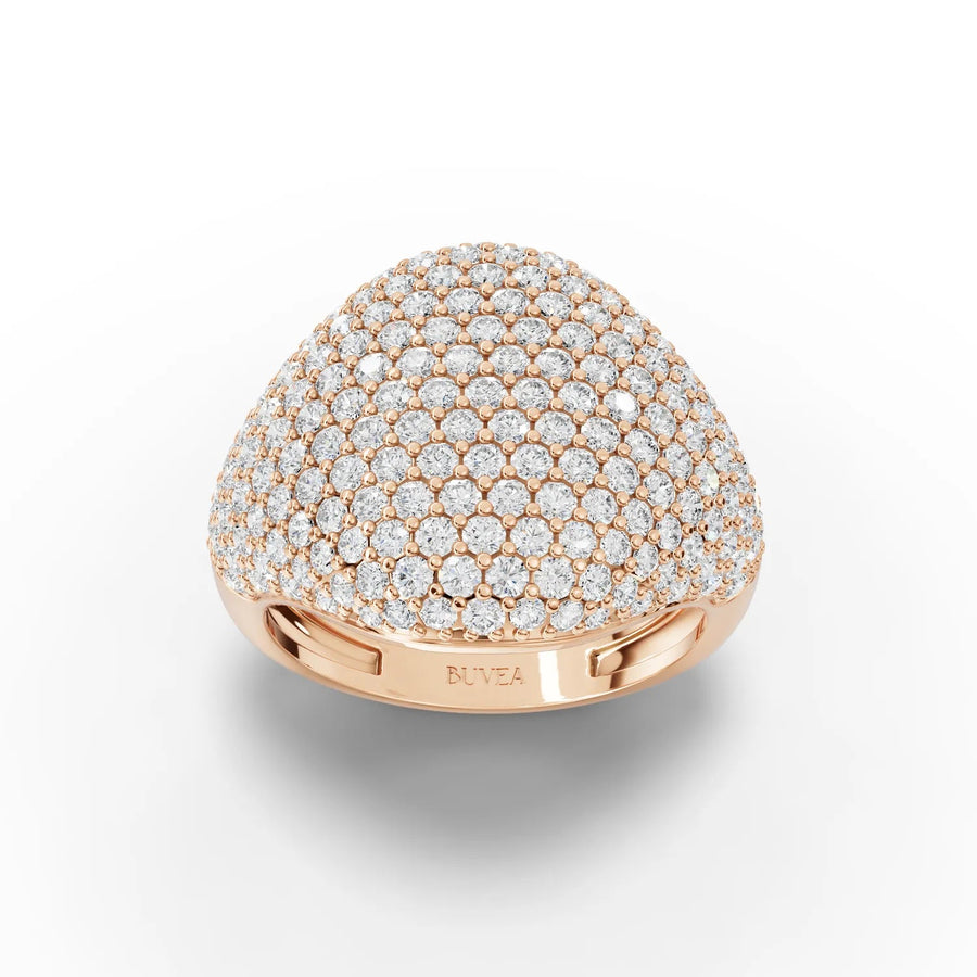 Dome pavé diamond ring rose gold top view