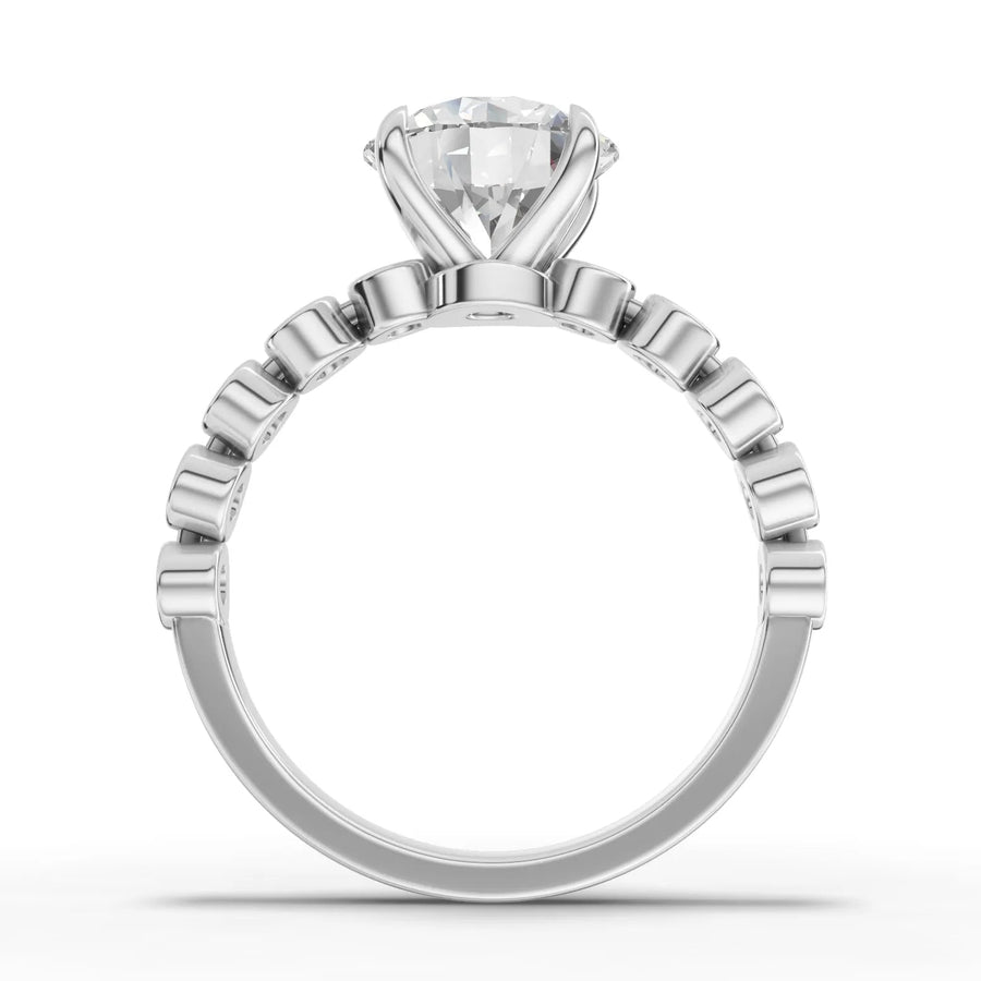 Lab-grown diamond pavé ring white gold close-up
