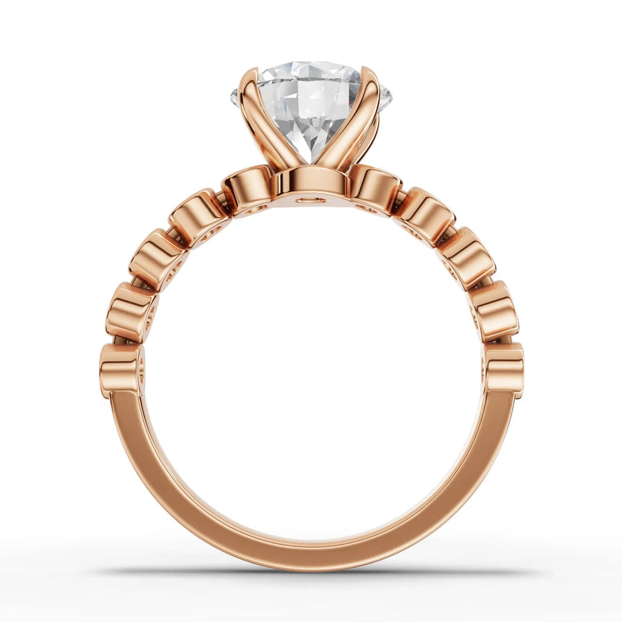 Lab-grown diamond pavé ring rose gold close-up