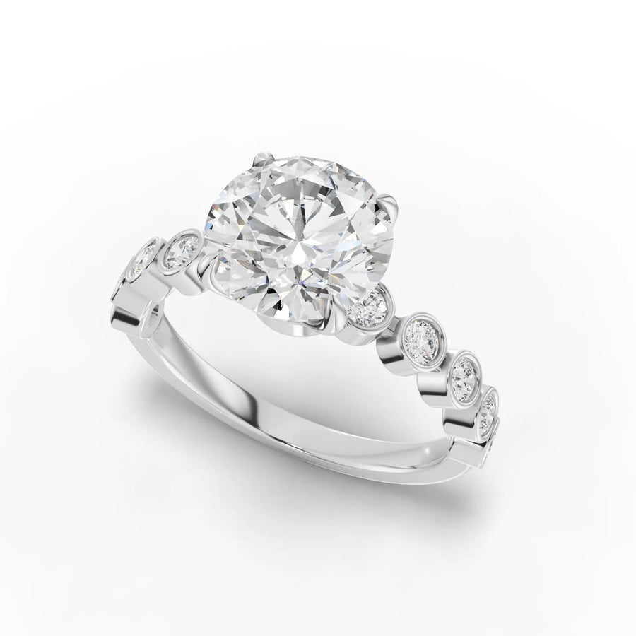 Pavé solitaire ring white gold angle