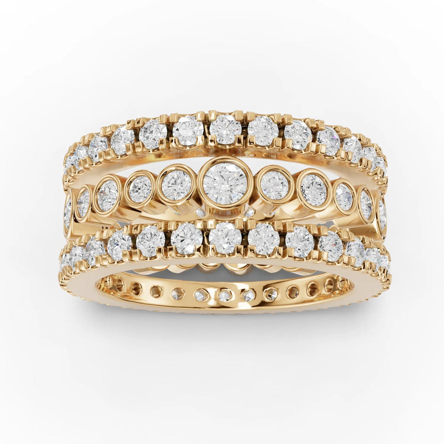 2.31 CT round lab-grown bridal set yellow gold top view