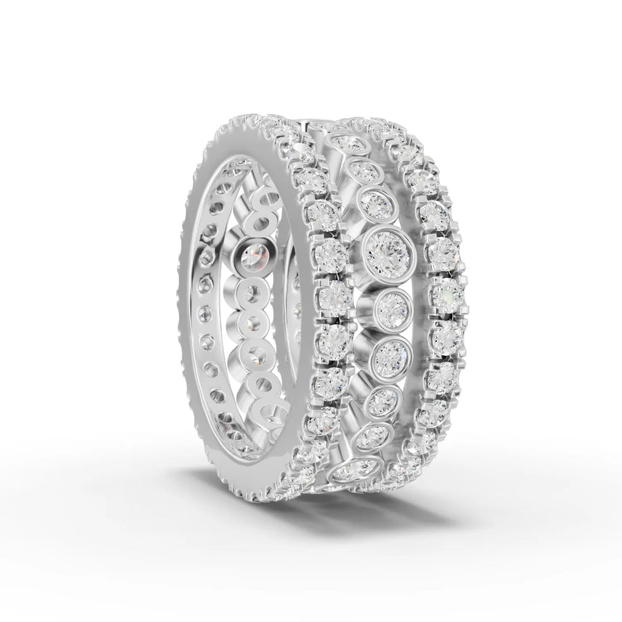 Round lab-grown bridal set white gold close-up