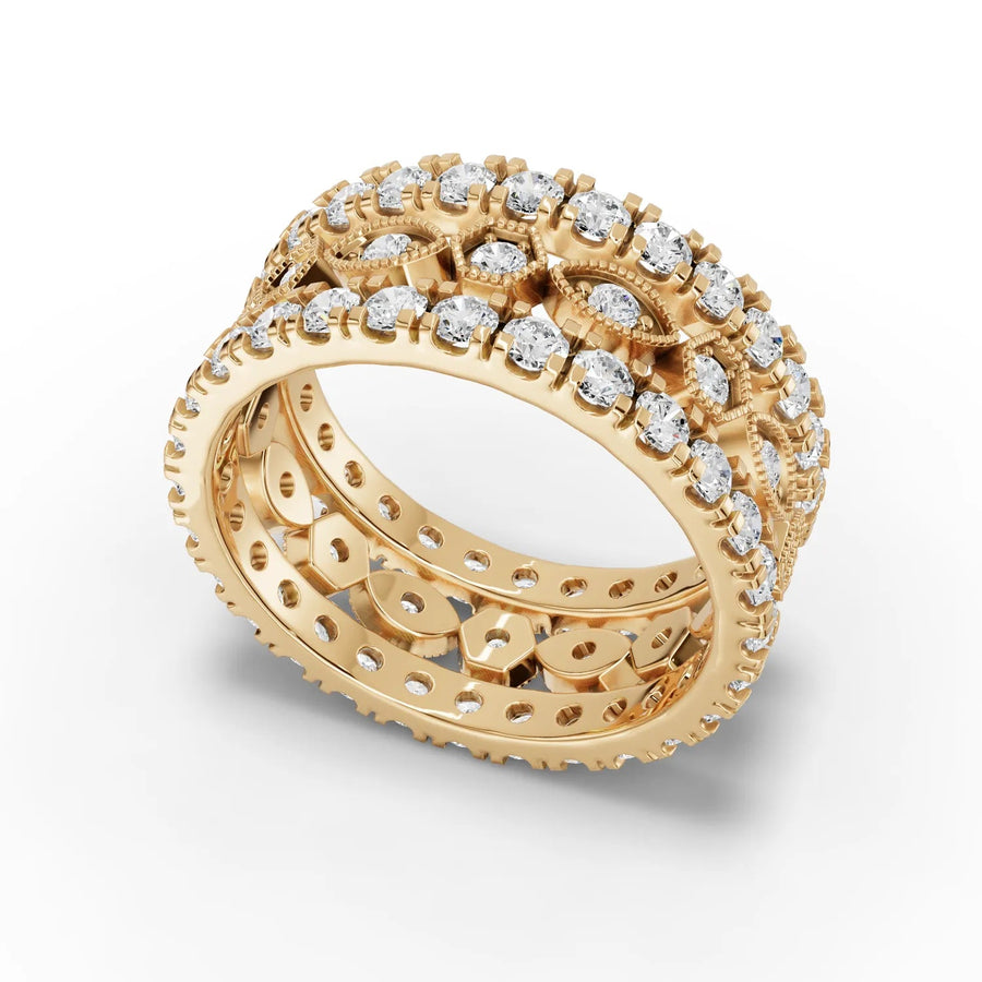 Diamond bridal set yellow gold angle