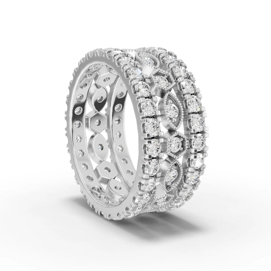 Lab-grown bridal set white gold close-up