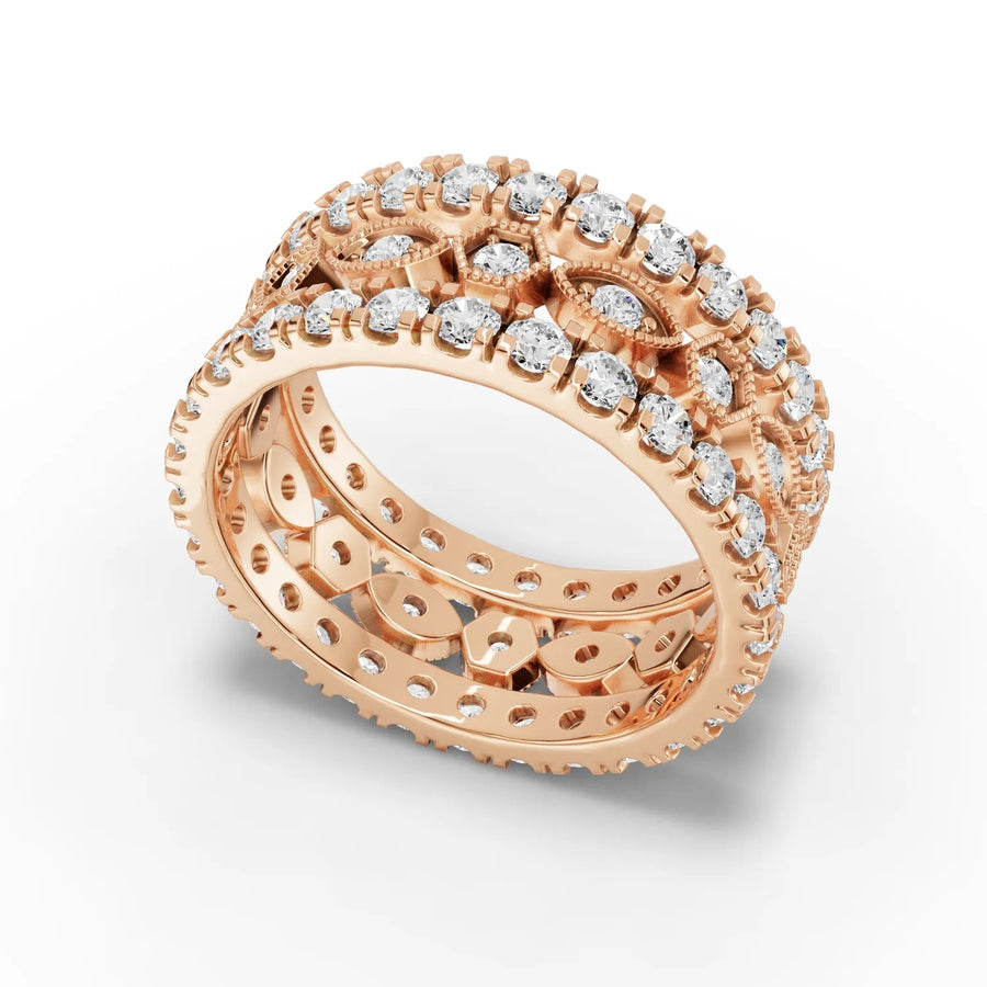 Diamond bridal set rose gold angle