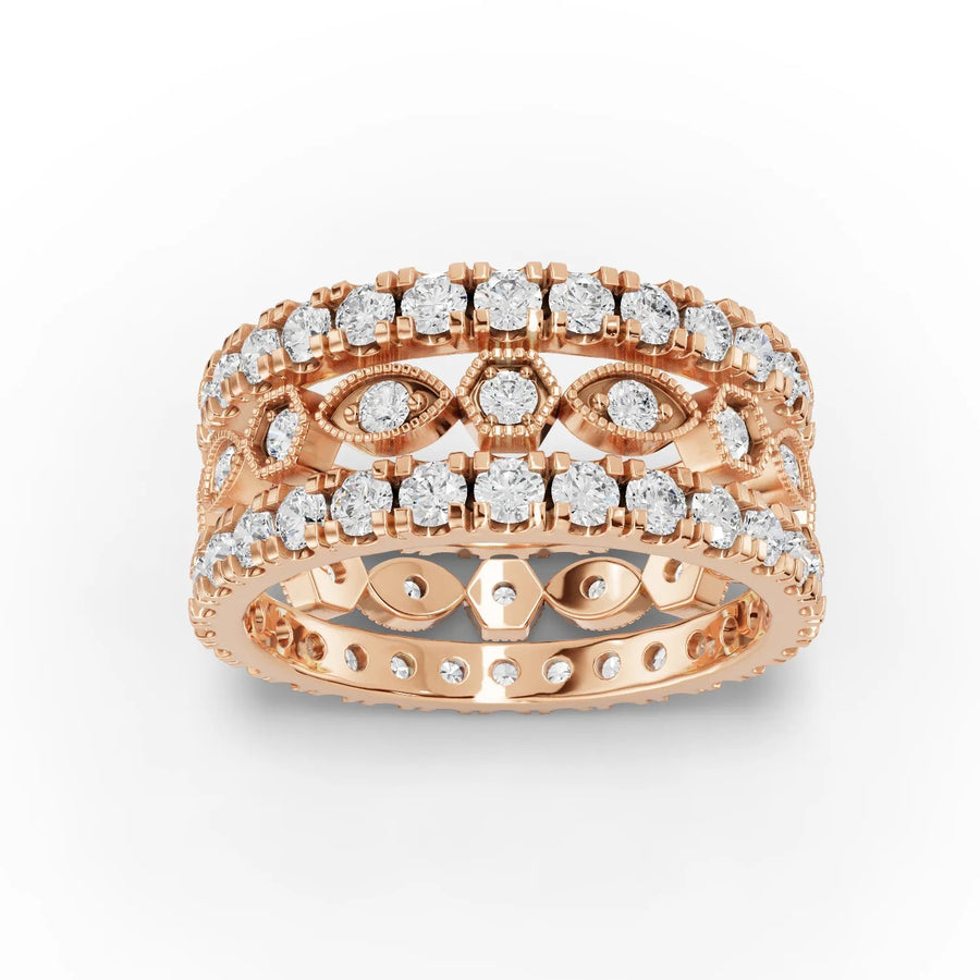 2.30 CT lab-grown diamond bridal set rose gold top view