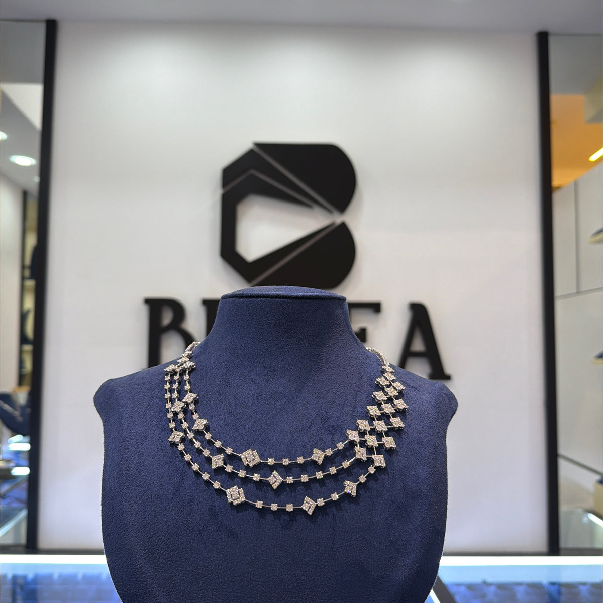 Lab-Grown Diamond Multi-Row Geometric Necklace