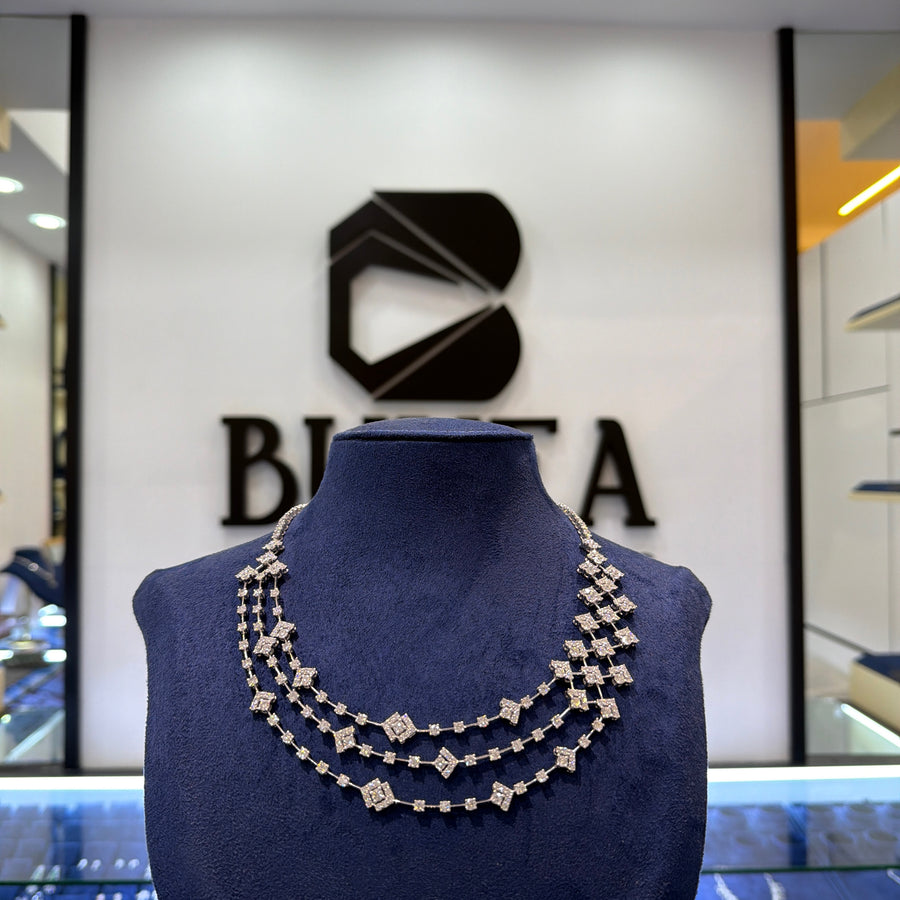 Lab-Grown Diamond Multi-Row Geometric Necklace