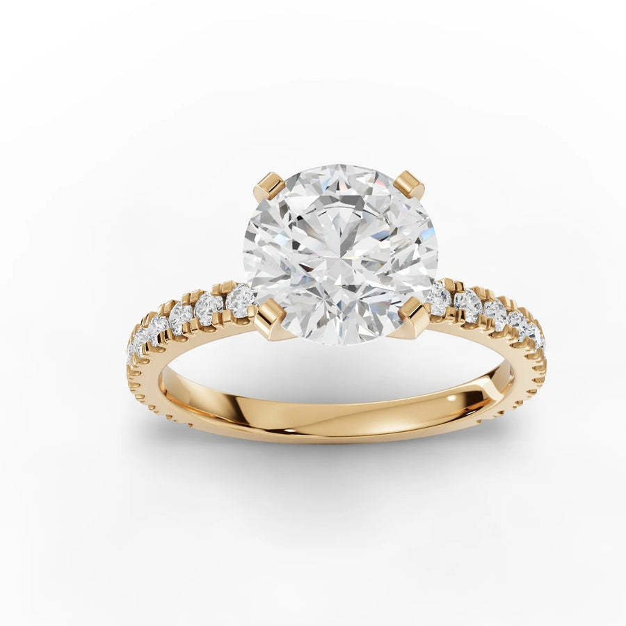 Yellow gold round accented ring