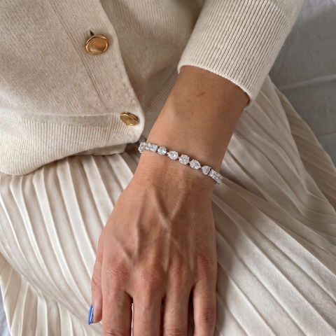 25.00 Ct Multi-Shape Tennis Lab Grown Diamond Bracelet, worn on the wrist 2