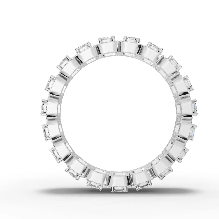 Halo-framed eternity ring white gold close-up