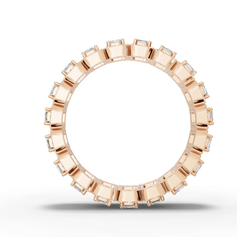 Halo-framed eternity ring rose gold close-up