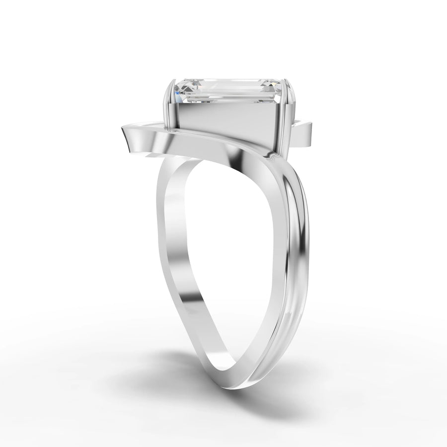 2.50 CT emerald cut lab-grown diamond ring top view