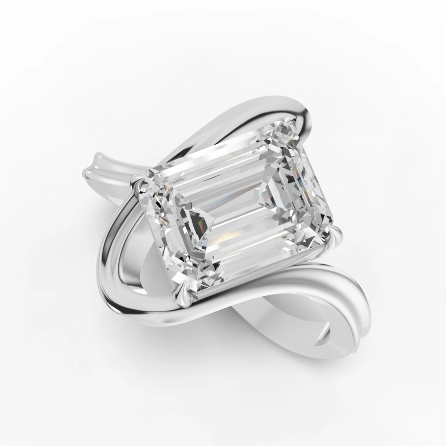 Emerald solitaire ring white gold angle