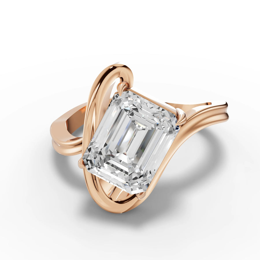 2.50 CT emerald lab-grown diamond ring rose gold top