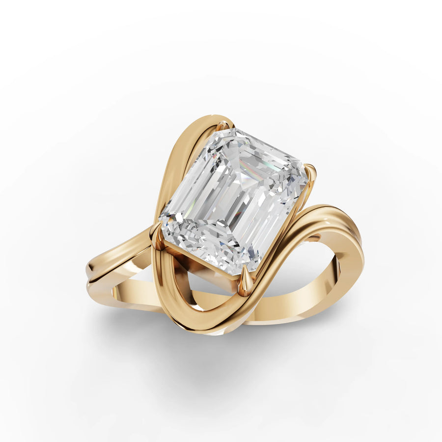 2.50 CT emerald lab-grown diamond ring yellow gold top