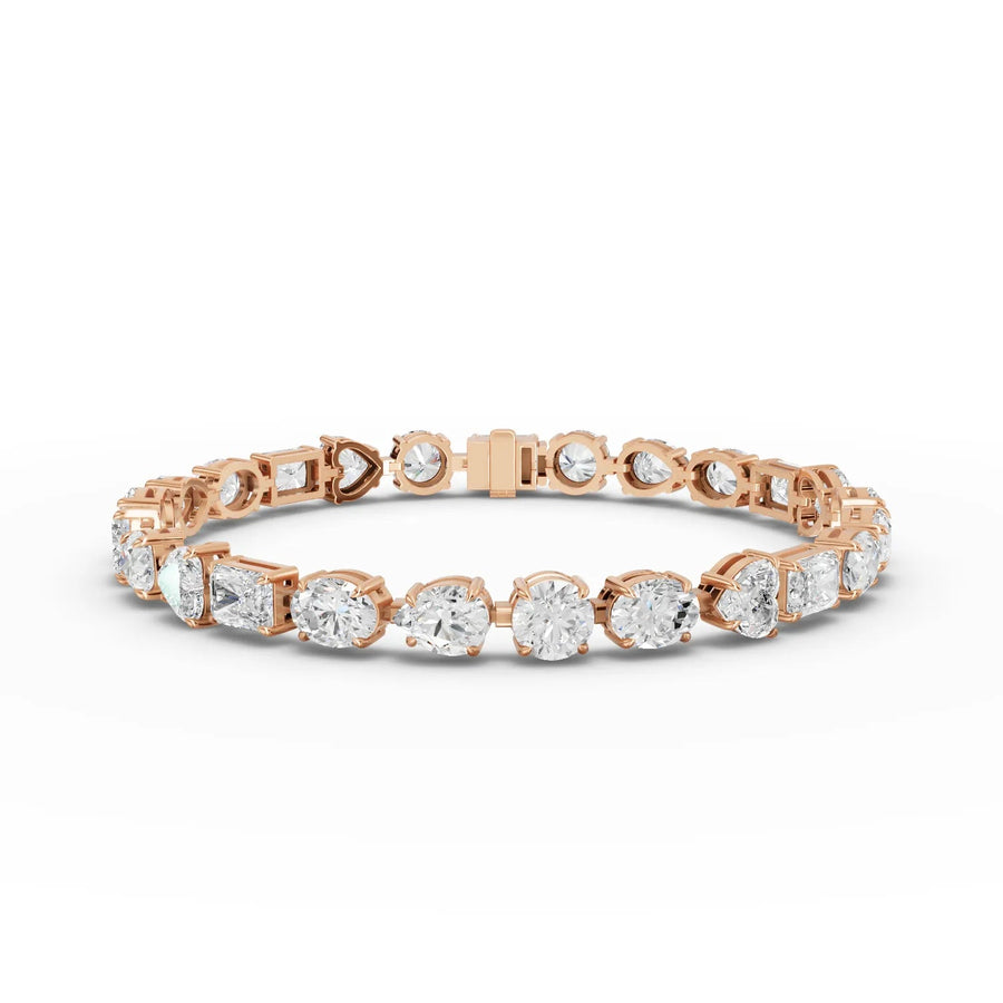 Lab-grown diamond mixed cut bracelet yellow gold close-up