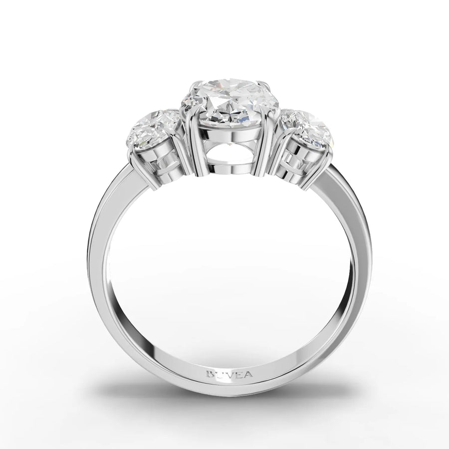Oval engagement ring white gold close-up