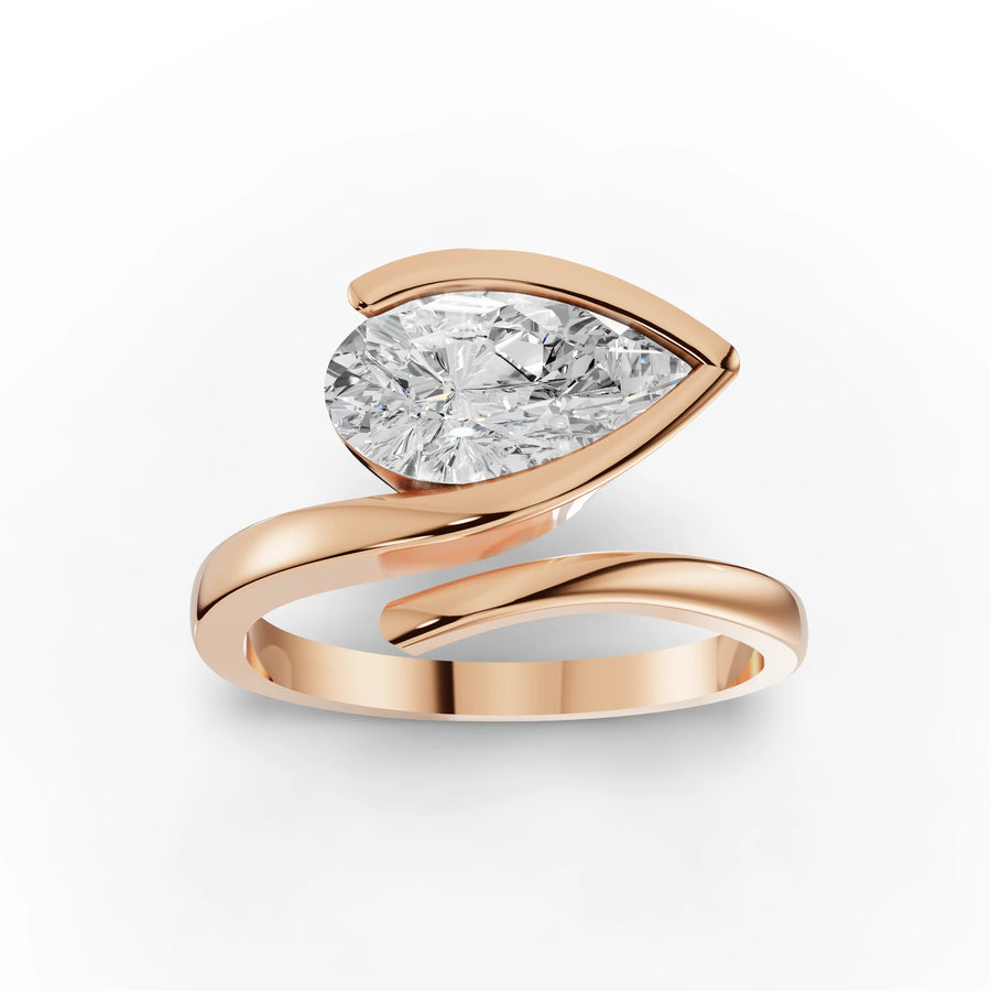 Pear solitaire ring rose gold angle