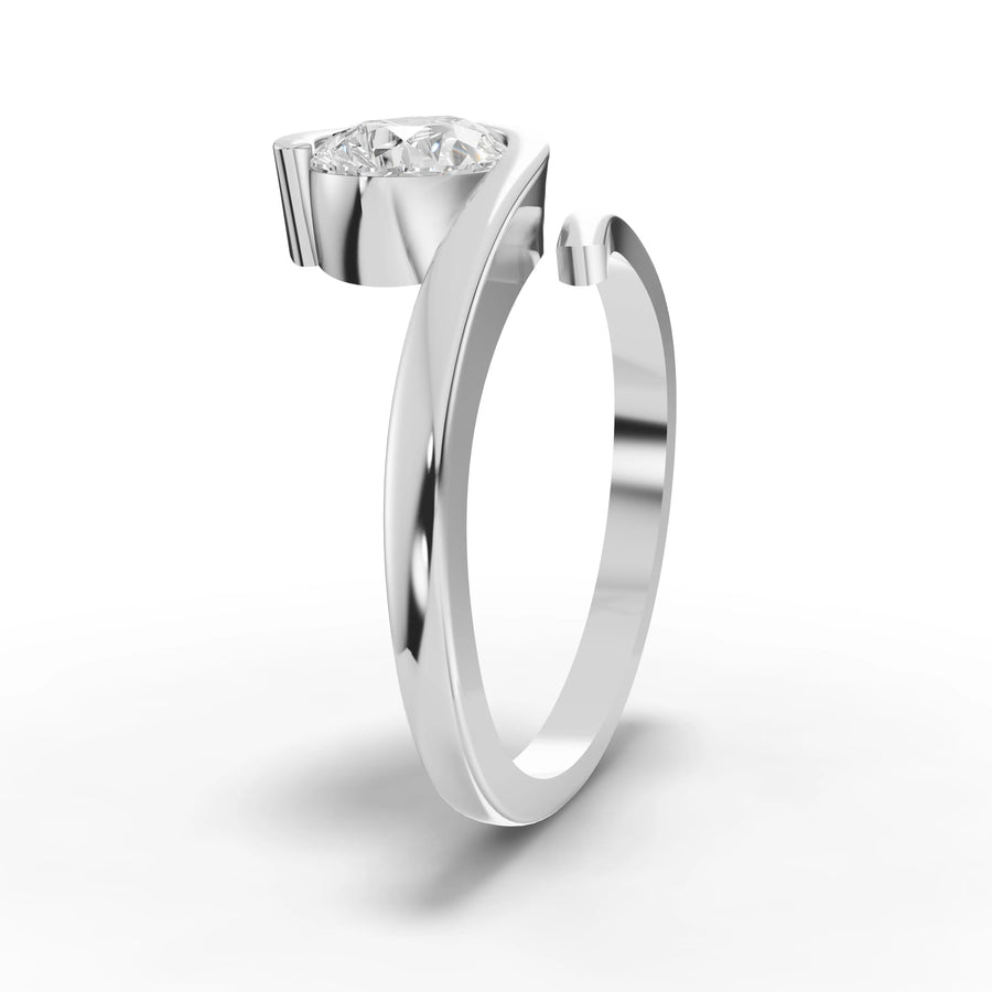 Lab-grown pear ring white gold close-up