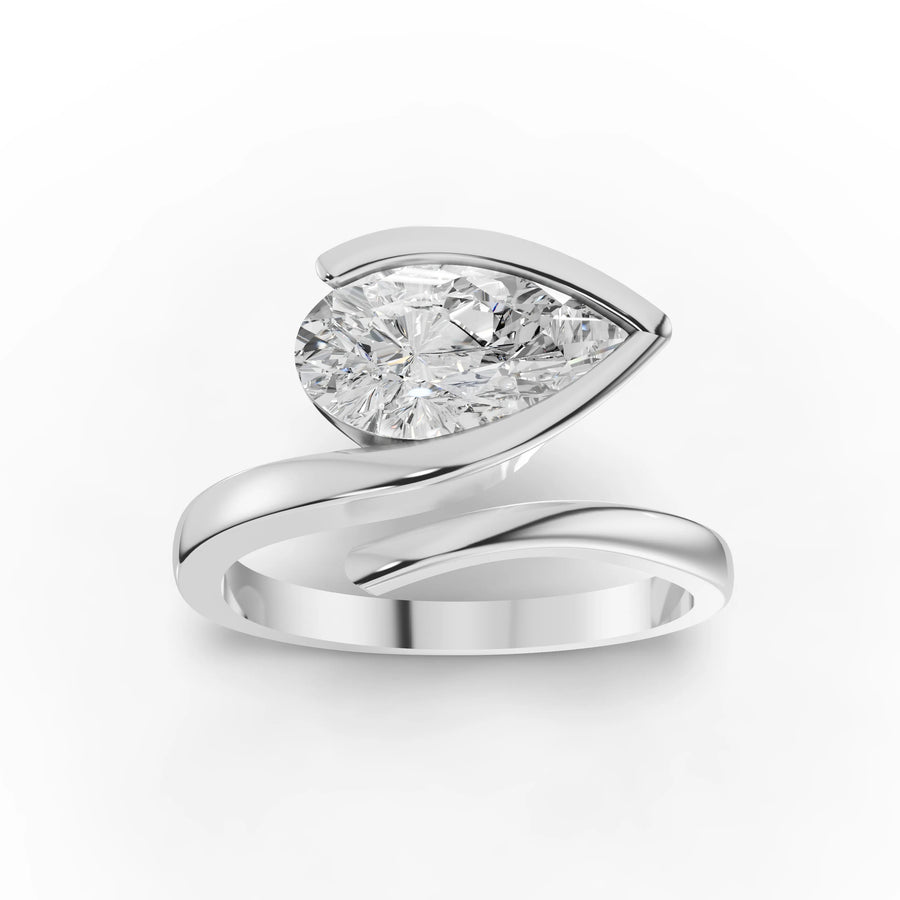 Pear solitaire ring white gold angle
