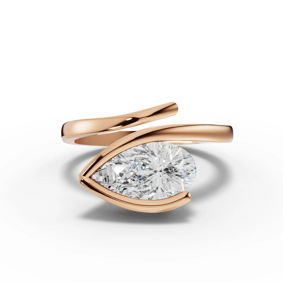 2.92 CT pear lab-grown diamond ring rose gold top