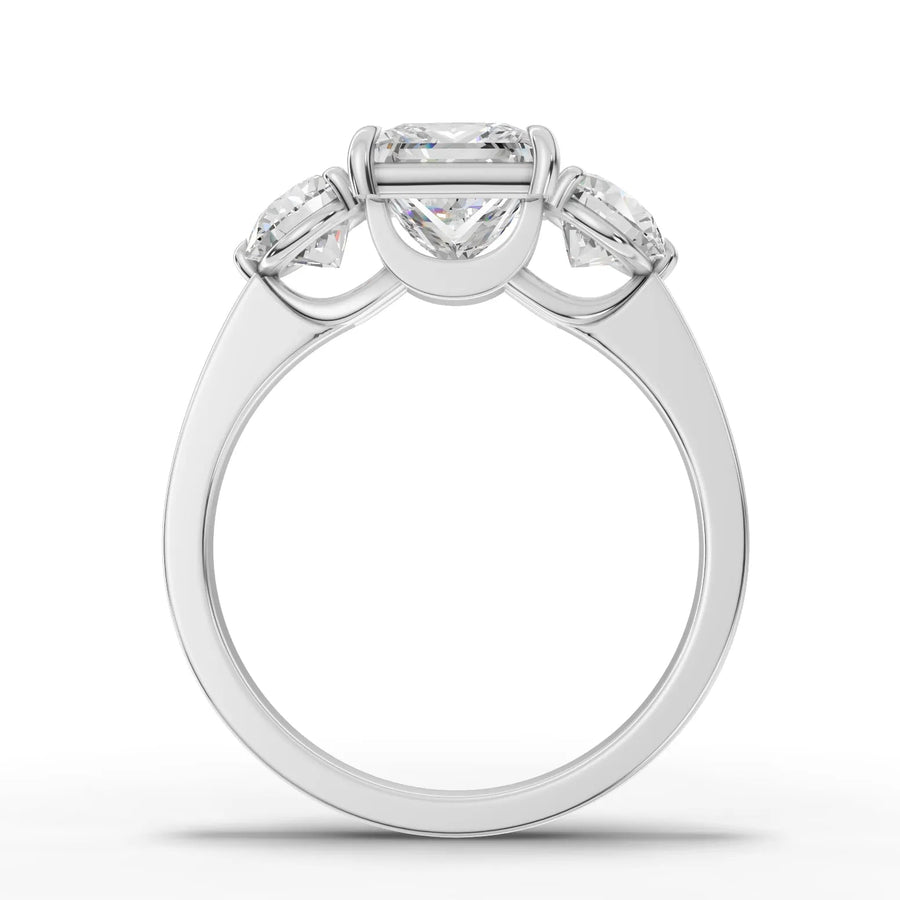 Princess trinity lab-grown ring white gold close-up