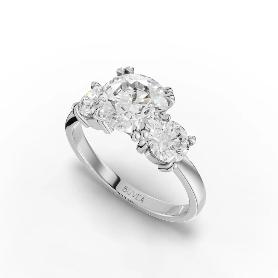 2.50 CT three-stone ring white gold angle view